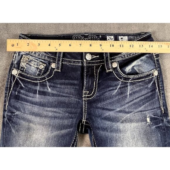 Miss Me Jeans Women's Size 26 Signature Ankle Skinny Dark Blue Denim Jeweled - Picture 10 of 12
